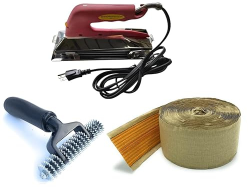 Zimpty ZY377 10in. 800-Watt Carpet Seaming Iron, Carpet Joining Tape - Super Heat Bond Seaming Red Stitch and Seaming Roller Spiked Star Grooming Carpet Pile Roller