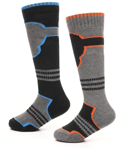 A2Z 4 barn Premium pojkar termiska skidstrumpor för vinter utomhusaktiviteter - Socks AZ8611 Grey 2 Pack 3-6