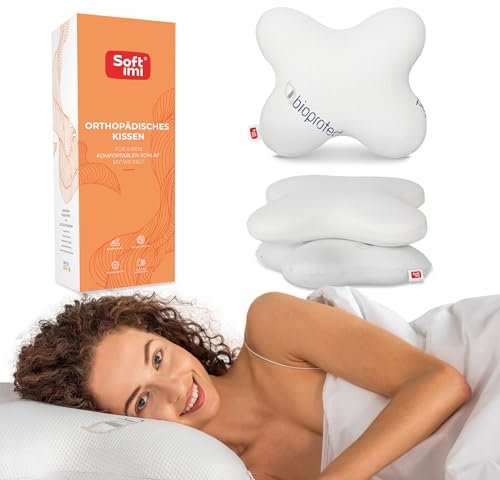 Softimi Seitenschläferkissen Orthopädisches Kissen - Kopfkissen 50 x 58 cm - Nackenstützkissen - Memory Foam Nackenkissen - Nackenkissen - Schmetterling Kissen
