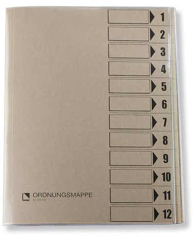 DELMON VARONE - Ersatz Ordnungsmappe 12-teilig in grau für Ordnungsmappe & Pultordner - Übersicht Ordnungsregister für Dokumentenmappe