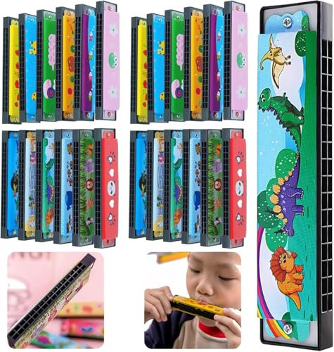 Piucrty Mitgebsel Kindergeburtstag Mundharmonika Kinder 24Pcs Gastgeschenke Harmonica Tombola Preise Give Aways Harmonika Kleinigkeiten Party Beschäftigung Pinata Füllung Kleine Geschenke Schule