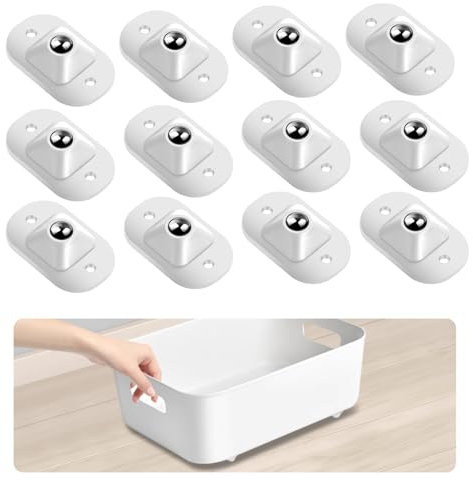 12Pcs Self Adhesive Mini Caster Wheels, Ball Transfer Bearing Unit, Heavy Duty 360° Swivel Wheels, Ball Casters, Stick On Castors for DIY Trash Can, Storage Box