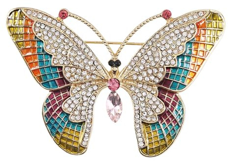 Wendalern Broche Papillon En Strass Broche Double Papillons En Cristal Broche Papillons En Diamant Cz Insectes Épingle De Revers Foulard Châle Bouquet Corsage Accessoires Vestimentaires Pour Femmes