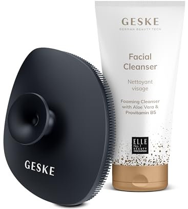 GESKE Facial Brush 4 in 1 inkl. Facial Cleanser | Gesichtsbürste SmartAppGuided | Beauty-Bundle mit sanfter Schmutzentfernung, Mitesser Minimierung, strahlendem Teint
