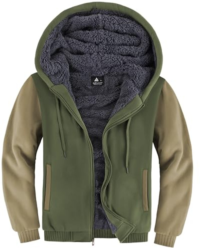 LLdress Giacca con Cappuccio da Uomo Felpa con Cappuccio con Cerniera Fodera Calda Giacca Invernale con Tasche Felpa in Pile per Escursionismo Campeggio