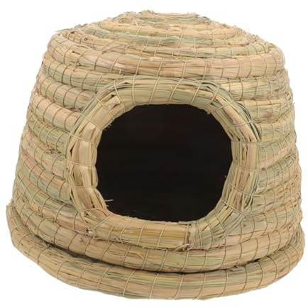 FUTUREORYY Woven Grass Nest Bed for Small Pets and Hamsters, Multifunctional Resting and Playing Space, Adorable Light Green Rabbit Hideaway Suitable for Guinea Pigs and Chinchillas