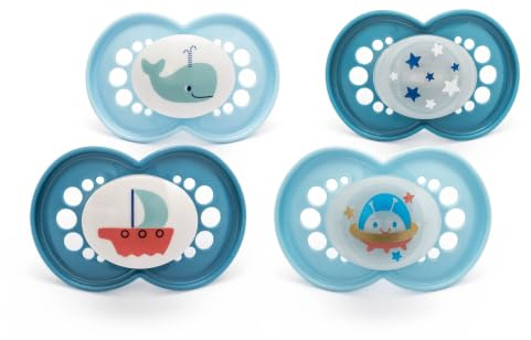 MAM Original Day & Night Dummies, 6-18M, 4 Pack, Orthodontic, Blue