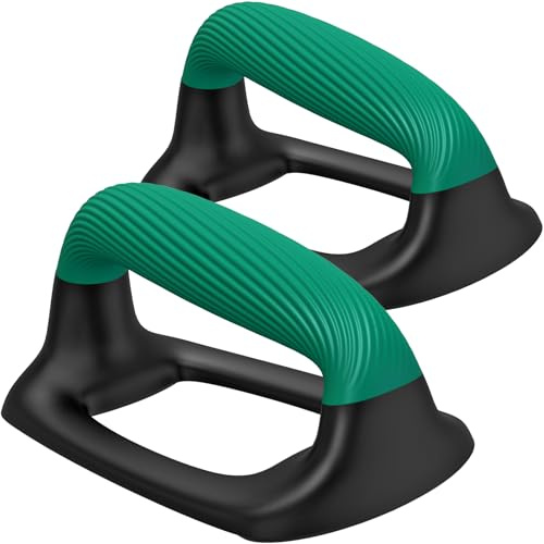 Kipika Barres de pompes, supports de pompes avec poignée en plastique souple épais, base stable et antidérapante, poignées de pompes, parfaits pour l'entraînement de force au sol (E : noir et vert)