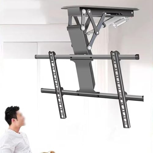 Support TV plafond motorisé, système de levage automatique, pour téléviseurs de 32 à 75 pouces, support TV plafond électrique réglable, compatible avec les téléviseurs jusqu'à 45kg