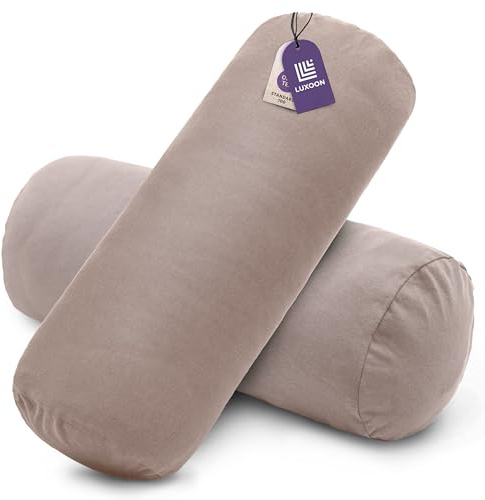 Luxoon 2er Pack Nackenrollenbezüge mit Reißverschluss – Bezüge für Nackenstützkissen, 100% Baumwolle, weich, waschbar und trocknergeeignet, 15x40 cm, Sand