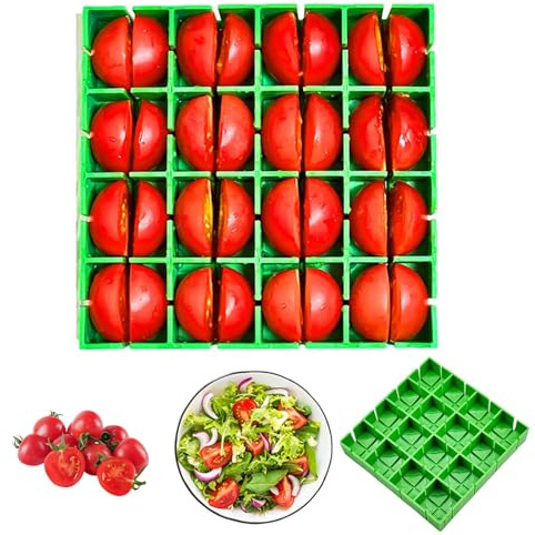 KASESSS Taglia Pomodorini, Taglia Uva e Pomodorini, Taglierina a 16 Fette, Taglias Frutta, Sicuro per le Dita Affetta Verdure per Tagliare Un Quarto Frutta e Verdura, Facile da Usare e Pulire
