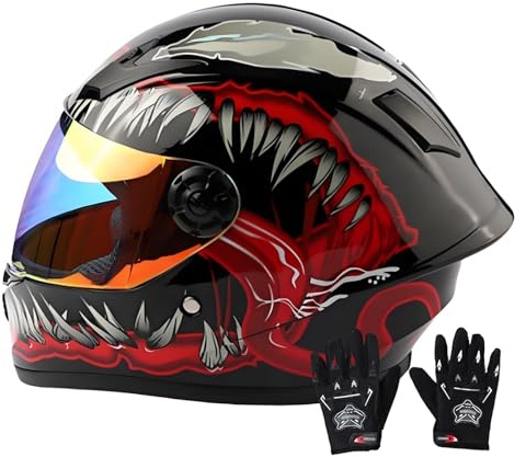 Casco Integral Para Niños, Casco De Bicicleta Con Certificación ECE, Casco De Scooter, Con Visera Y Guantes, Adecuado Para Niños Y Niñas De 3 A 12 Años. 16,S/(47~48cm)