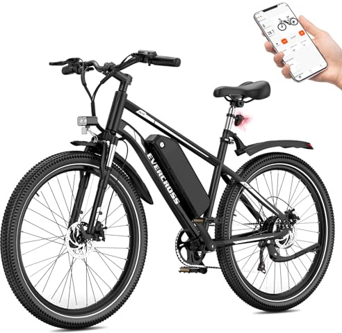EVERCROSS EK15 Bicicletta Elettrica per Adulti, E-bike 27,5'' con Pedalata - APP, Motore 250W, Batteria 36V 13Ah, 15/20/25 km/h, Cambio a 7 Velocità, Bici Elettrica Urbane Montagna per Unisex
