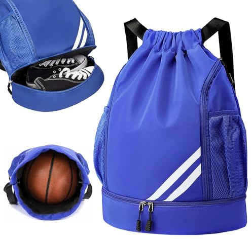 Vexnaro Sacca Sportiva Palestra, Impermeabile Sacchetto Sportivo Palestra con Scomparto per Scarpe, Borsa Sportiva da Calcio per Palestre, Viaggio, Nuoto e Outdoor, per Ragazzi e Adulti (Bleu)