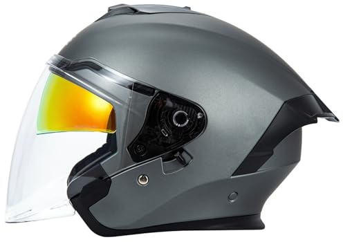Casco Jet Moto 3/4 Doppia Visiera, VIntage Casco per Monopattino, Uomo Casco a metà caschi da moto Certificato ECE caschi Semi Aperto caschi da moto leggero, Unisex casco jet 4,XXL=62-63cm