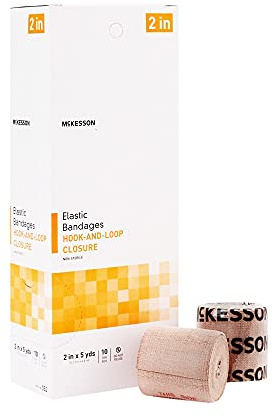 McKesson Elastic Bandage with Hook and Loop Closure, Latex-Free Compression Bandage, 2 in x 5 yd, 10 Count, 1 Pack