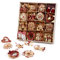 Homewit Strohsterne Schneeflocke Set, 56 Teiliges Christbaum-Schmuck aus Stroh, Stroh-Anhänger für den Weihnachtsbaum & Natürlicher Weihnachtsdekoration - mit Rotem Glitzer in Holzkiste