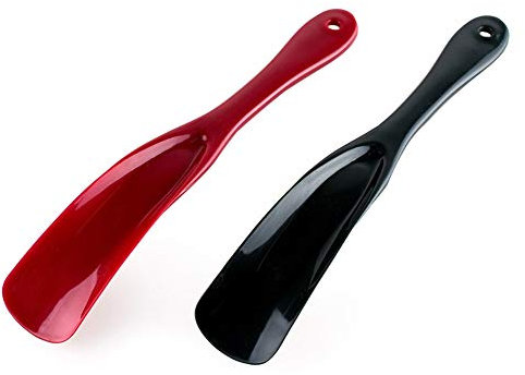 Wacnune 2 Pcs Shoe Horn.Flexible Strong Plastic.Fit for Men, Women, Kids and Seniors-(Black+Red)