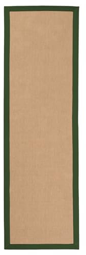 carpetfine Sisalteppich Läufer Grün 70x200 cm | Moderner Teppich für Wohn- und Schlafzimmer