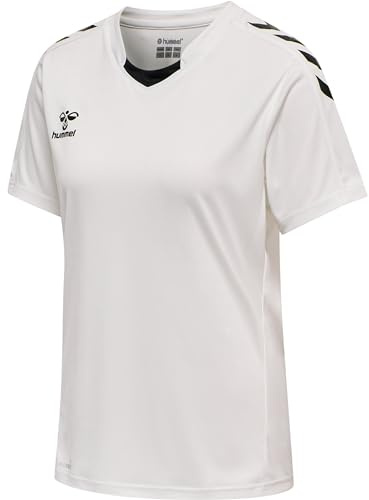 hummel Core XK - Maglietta Sportiva da Donna, a Maniche Corte, per Sport, Palestra, Fitness, 100% Poliestere, Colletto Sportivo con Inserto Frontale, Traspirante e ad Asciugatura Rapida