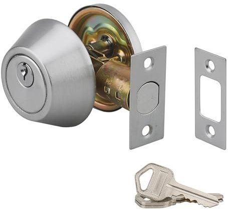 Serrure Horizontale Tubulaire en Applique, à Bouton pour Porte d'entrée, Axe Réglable, Chromé, 3 Clés, Sécurité Renforcée, Installation Facile, Design Élégant, Matériau Acier, THIRARD