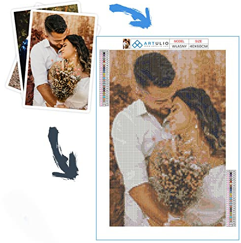 ARTULIO Diamond Painting Set 40x60cm Personalisieren Sie Ihr Foto - 5D Daiments Painting Zubehör - Crystal Art Wand Deko - Ihr eigenes Foto fertigen personalisiert an