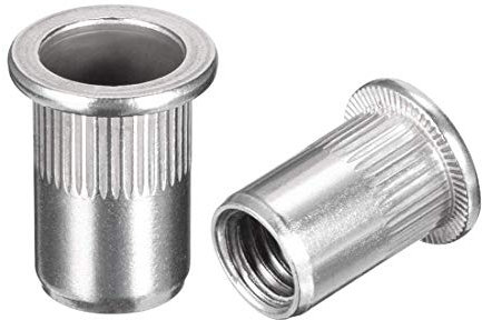 TA-VIGOR 10Pcs M10 Rivet Nuts, 304 Stainless Steel Knurled Flat Head Threaded Insert Nut Silver for Automotive Furniture