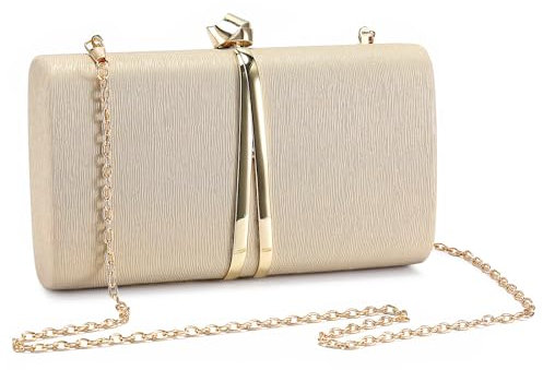 BAIGIO Damen Abendtasche Blumen Clutch Elegante Clutch Leder Handtasche Kette Shiny Umhängetasche für Hochzeit Party Brauttasche Golden