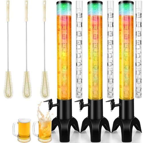KK KMKGOKO Mimosa Tower, dispensador de torre Mimosa de 3 L/100 onzas con tubo de hielo y luz LED, dispensador de cerveza de mesa (3 unidades)