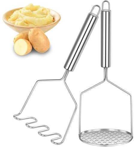 Dachiy Aplastador De Patatas, 2 Piezas Machacador De Patatas De Acero Inoxidable, Profesionales Patatas Trituradas Manuales Triturador De Mano, Se puede utilizar para triturar batatas, verduras, etc.