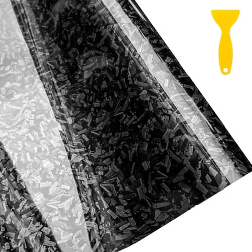 Fondlife Covering Carbone de Voiture forgée,Film Autocollant Adhésif,Carbone de Vinyle, Autocollant Imperméable pour Motos, Les Meubles Décoration (Forgé Noir Brillant, 150 * 30CM)