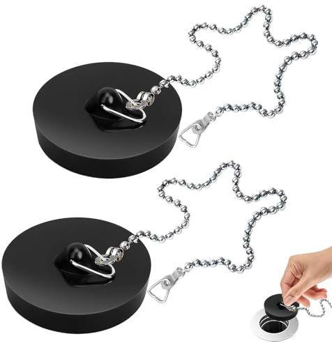 2 Pack Abflussstopfen, Badewannenstöpsel Gummi Stöpsel Spüle Abfluss Stöpsel mit Haken, Abflußstöpsel für Waschbecken Spülbecken Küchenspüle Badezimmer