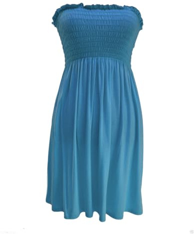 SXME MIGHT SAY Vestido palabra de honor sin tirantes, liso/estampado, elástico, transparente, con hombros descubiertos, de talla grande (talla UK 8 26 Regular XL (16-18))