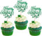 24 Stück Happy St Patrick's Day Cupcake Toppers Grüne Glitter Vier Blätter Klee Tortendeko Irische Flagge Kuchen Deko für St.Patrick's Day Thema Kinder Geburtstag Party Cupcake Dekoration Grün