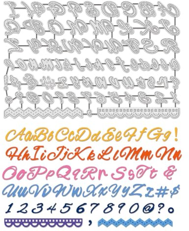 UNICRAFTALE 67 fustelle per alfabeto con numeri e segni di punteggiatura in rilievo, metallo, fai da te, artigianato, scrapbooking, album fotografico, decorazione Natale