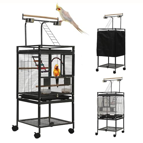 51 Small Bird Cage with Stand,Parakeet Cage, Parrot cage with Parakeet Toys, Bird Cage Accessories for Lovebirds Cockatiel Conure Finch Canary Budgie