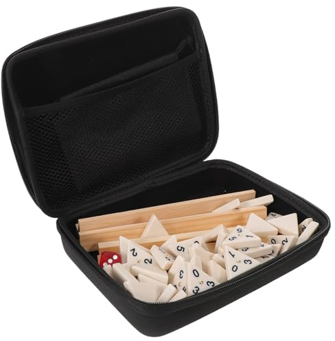 MOLUCKFU Triangelformad Domino Spelset i med Hållare och Resefodral Bärbart Strategibrädspel för Familj Vuxna och Pojke med Slät Finish och Robust Design för Långvarig Användning