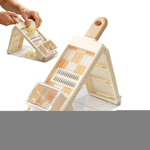 Cortador de patatas 4 en 1, cortador y rallador de alimentos – Rallador doméstico – Para verduras, frutas, queso, patata, zanahoria, ajo, cocina, restaurante y ensalada