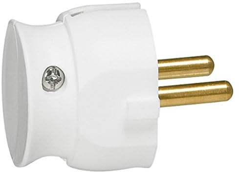 Legrand - Fiche extra-plate mâle sans terre - 16A - sortie latérale - blister - blanc