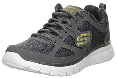 Skechers Mens Burns Agoura Low-Top Sneakers, Charcoal Leather Mesh Trim, 6.5 UK