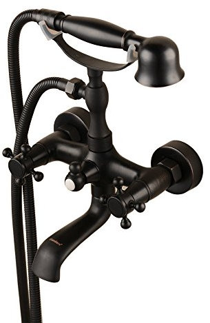 Hiendure® Mitigeur de Baignoire Traditionnelle huilé Bronze Terminer Trois poignées Robinet de Baignoire