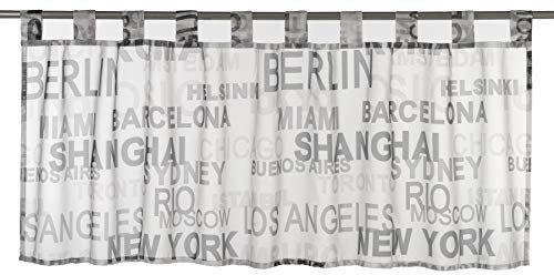 Elbersdrucke Bistrogardine City 07 weiß-grau transparent 48x140 cm Scheibengardine Kurzgardine für Küche Küchenfenster Sichtschutz Privatsphäre 198800