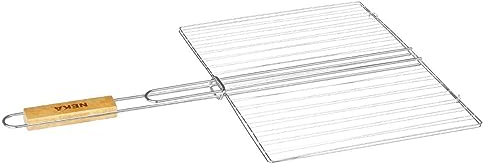 AC-Déco Double grille barbecue rectangulaire - 30 x 40 cm - Métal chromé Silver