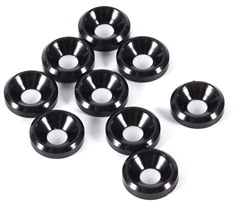BE-TOOL - Rondella svasata M3–M5, in alluminio anodizzato, per auto, colore nero (confezione da 10)