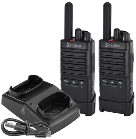 Cobra PX650 - Professional/Business Walkie Talkies - Rechargeable, 300,000 sq. ft/25 Floor Range, Dust Protected and Splashproof (IP54 rating), Two-Way Radio Set (2-Pack)