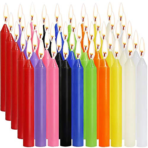 SaiXuan Candele 100 Colori Assortiti Spell Candele Piccolo antigoccia per Carillon, Magia, Congregazione, fiaccolata, Rituali, Decorazione per Feste (10 Colori) 4 Pollici di Altezza