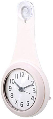 HERCHR Orologio da doccia impermeabile, Orologio da appendere Antinebbia con ventosa, A batteria per cucina, bagno (Bianca)