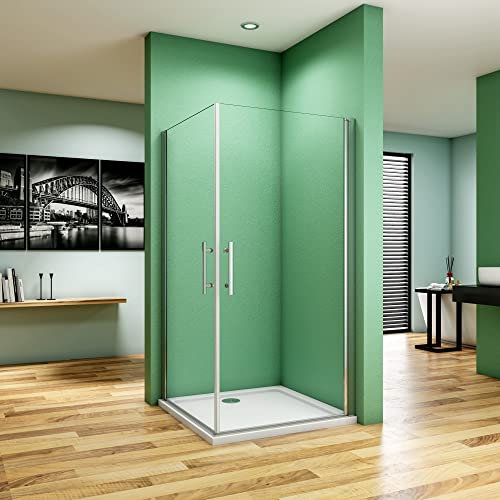 70x90x195cm Mamparas de Ducha Puertas Abatibles Cristal Templado de 6mm ANTICAL, Cabina de Ducha Perfil Aluminio