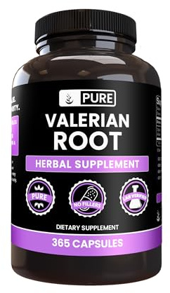 PURE ORIGINAL INGREDIENTS Valerian Root (365 Capsules) No Magnesium Or Rice Fillers, Always Pure, Lab Verified