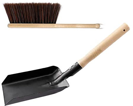 Zunedhys Kohlenschaufel und Herdbürste Set, Kaminschaufel und Bürste, Kaminbesteck, Kaminwerkzeug-Set, Feuerstelle